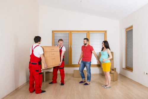 Commercial furniture and equipment being prepared for a Crystal Palace office move